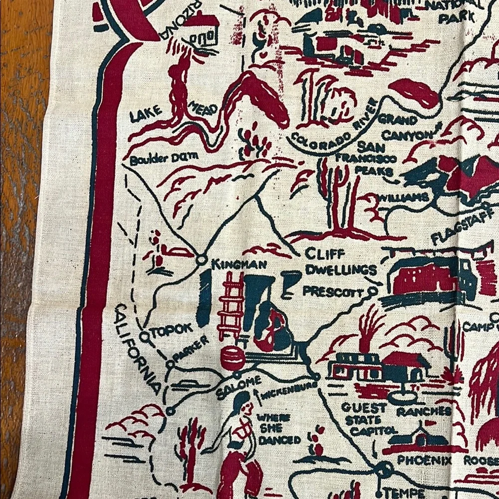 Arizona Vintage Red and Black Table Cloth beautiful for dining or wall hanging.